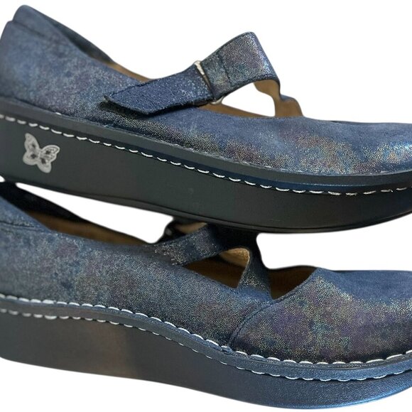 Alegria Woman's Blue/Silver Professional Mary-Jane Clogs/Mules Sz 9.5-10 - Picture 3 of 9